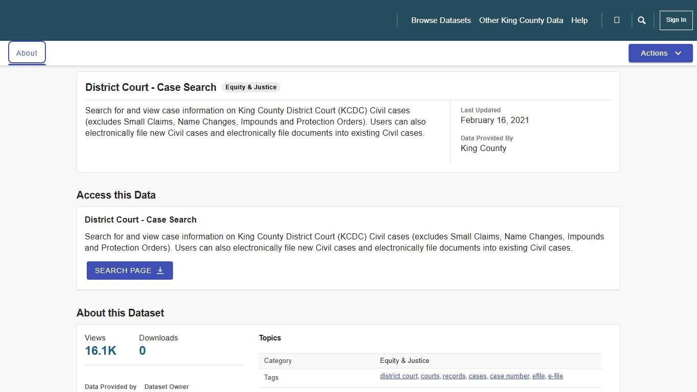 District Court - Case Search | King County | Open Data