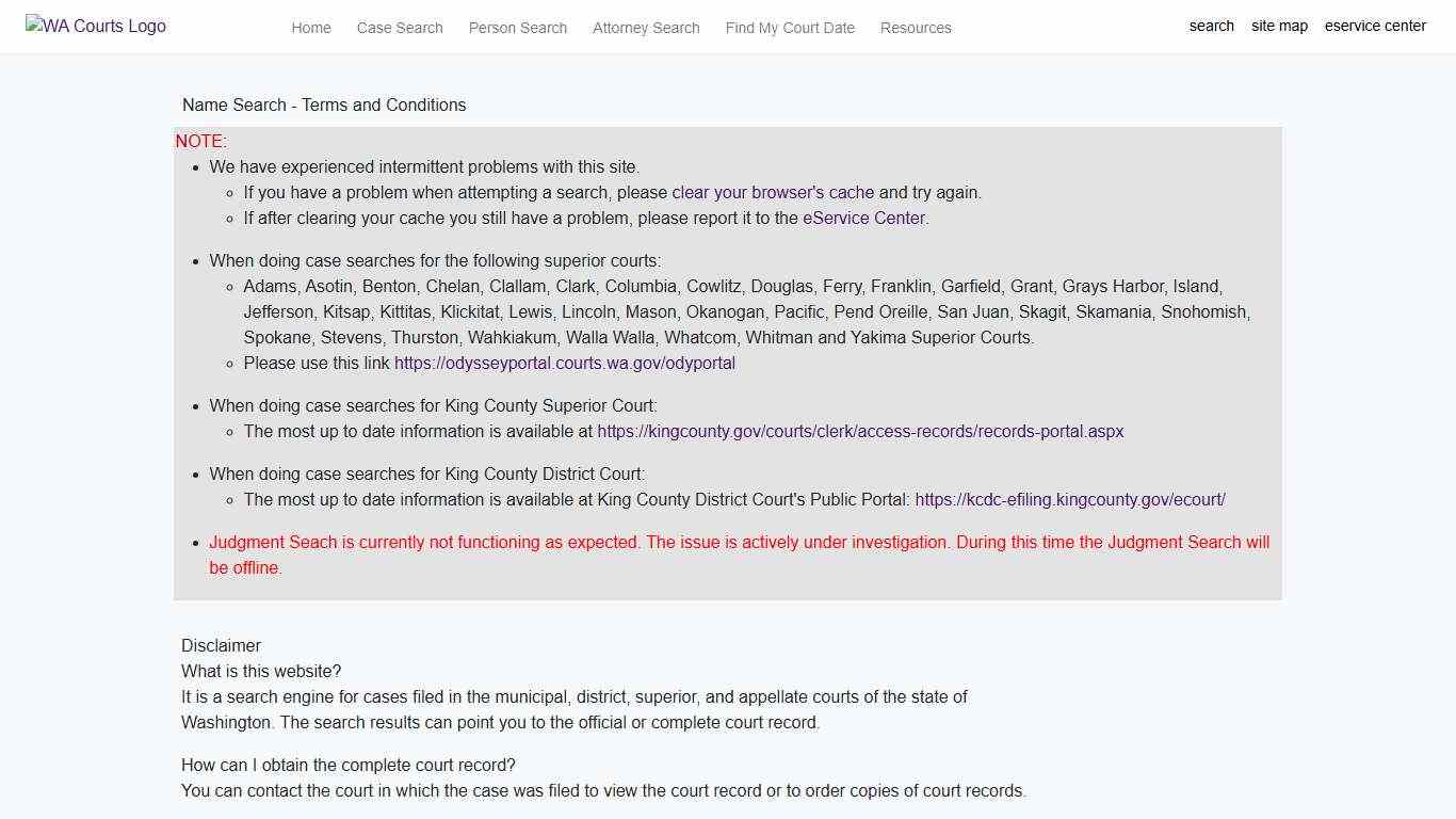 Name Search - Find My Court Date - | WA.gov